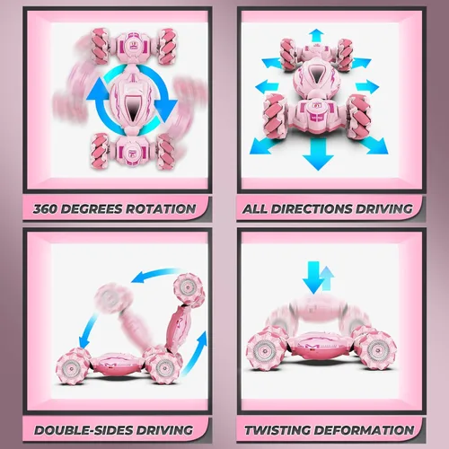 Miniatura 7 de Dysaim Gesture RC Car, juguete de acrobacias RC con detección de gestos para niños de 6 a 12 años, control remoto de mano 4WD de 2.4 GHz con luces