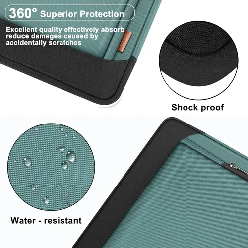Miniatura 4 de DOMISO Bolsa para laptop de 17-17.3 pulgadas de gran capacidad con correa para el hombro para Dell XPS/HP Pavilion 17/Lenovo Chromebook 317, Verde