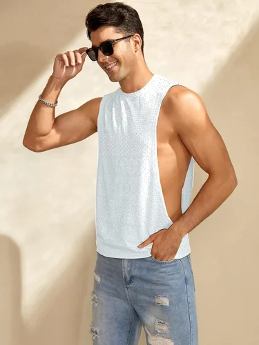 Miniatura 3 de Verdusa Camiseta sin mangas para hombre, camiseta sin mangas con hueco