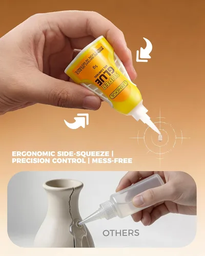 Miniatura 6 de Super Pegamento en Gel con Control de Precisión, 5ML【Doble Interbloqueo Molecular】 Pegamento Super Fuerte de CA Transparente para Plástico