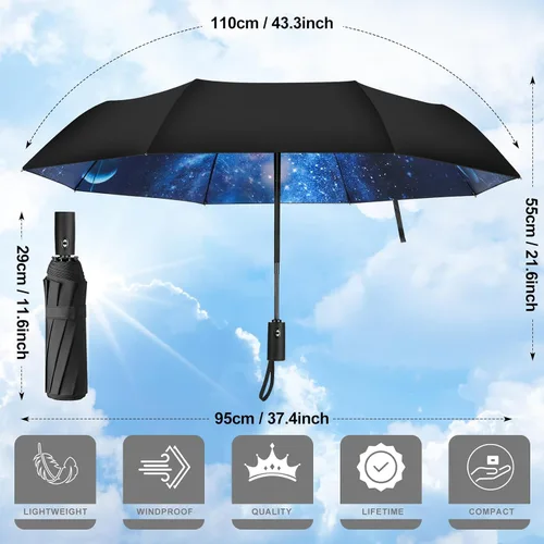 Miniatura 4 de ZUOYOUZ Compact Travel Umbrellas for Rain Windproof, Portable, Automatic, Strong, Durable, Premium Handle, Vibrant Designs, Foldable Perfect Car