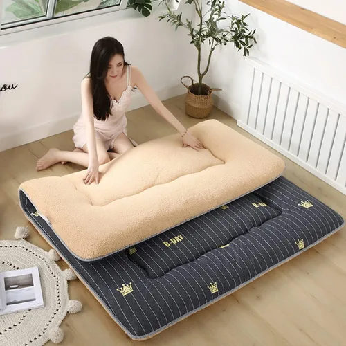Cubrecolchón de futón plegable japonés, colchón enrollable, colchón individual para dormir, para camping, 3.1 in de grosor, cama portátil de Negro