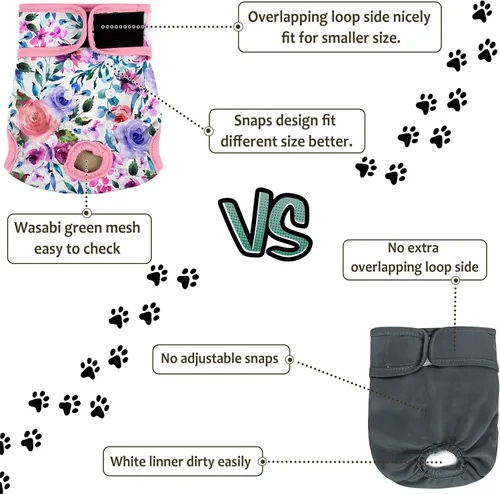 Miniatura 90 de Pañales lavables para perros, para hembras caninas, reutilizables, para periodo de celo, altamente absorbentes, para incontinencia, con broches