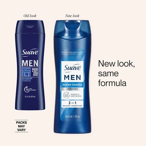 Miniatura 4 de Suave Men Ocean Charge - Champú y acondicionador refrescante 2 en 1 con Pro vitamina B5, hidrata y revitaliza el cabello, aroma Ocean Fresh, 6