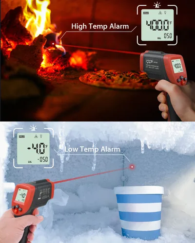 Miniatura 5 de Wintact Pistola de temperatura con termómetro infrarrojo, superficie digital sin contacto, pistola de temperatura de calor láser para cocina