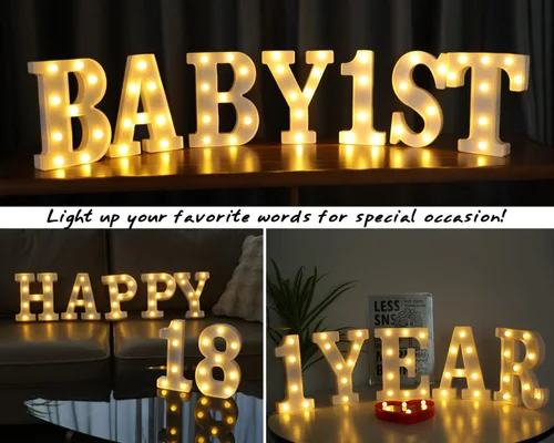 Miniatura 7 de Letras Iluminadas, Luces de Letras LED 26 del Alfabeto, Letra Iluminada Decorativa, Letras de Marquesina LED a Batería para Fiesta, Bar, Luz Luz