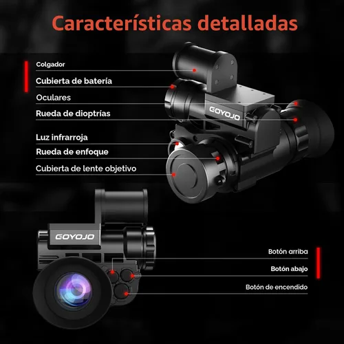 Miniatura 9 de GOYOJO Gafas de visión nocturna monocular montadas en casco, NVG HD 1080P con zoom 3X e infrarrojo ajustable, IP66 impermeable para caza, NVG 1080P