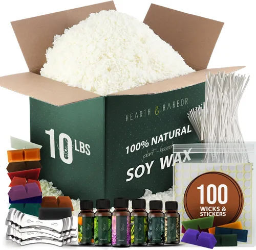 Hearth & Harbor Cera de Vela de Soja Orgánica para Hacer Velas, Suministros Premium de 10 Libras para Hacer Velas Naturales, Sin Cera de Abeja, Sin