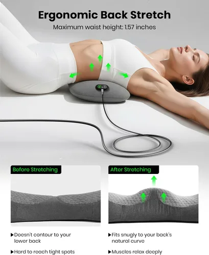 Miniatura 4 de Triple Fusion - Masajeador de espalda con estiramiento, vibración y calor, almohada lumbar eléctrica 3 en 1 para aliviar la tensión de la espalda