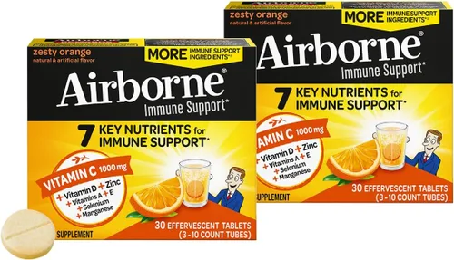Miniatura 23 de Vitamina C 1000 mg (por porción), tabletas efervescentes Airborne Very Berry (36 unidades en una caja), suplemento de apoyo inmunológico sin gluten