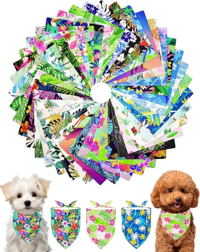 Miniatura 20 de PET SHOW 50 Pack Bandanas Navideñas para Perros Grandes XL Lavables Feliz Año Nuevo Bandanas en Triángulo a Granel Baberos para Perros Medianos