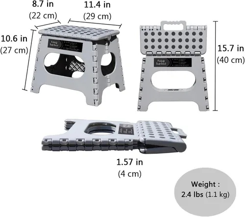 Miniatura 3 de Taburete plegable antideslizante, lo suficientemente resistente y seguro, soporta hasta 300 libras, taburete de 11 pulgadas para adultos o niños