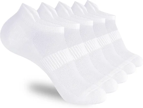 Corlap Calcetines deportivos para correr al tobillo, delgados, invisibles, de corte bajo, para hombres y mujeres (5 y 8 pares), Blanco