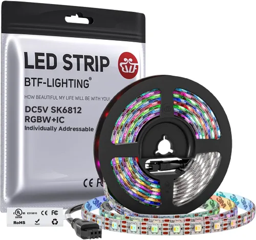 Miniatura 21 de BTF-LIGHTING RGBW RGB+Blanco Frío SK6812 (Similar WS2812B) 4 Colores en 1 Tira LED, Direccionable Individual, 16.4 pies, 60 píxel/m, 300LED Luz