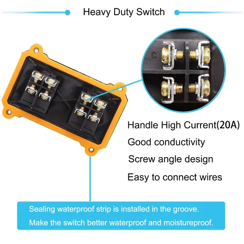 Miniatura 4 de Interruptor de cable en línea impermeable IP67 12V CC 20A 4pin 2 posiciones DPST interruptor de palanca de encendido y apagado al aire libre con 2