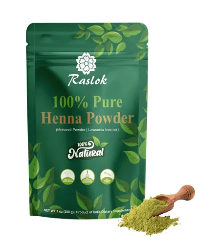 Raslok Polvo de henna 100% puro – Lawsonia Inermis – Triple tamizado fino para el cuidado del cabello – Vegano – 7 oz