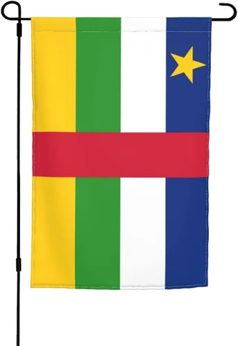 POOEDSO Flag of the Central African Republic Garden Flags 12x18Inch Double Sided Outdoor Yard Decoration Garden Flag For Patio Lawn Home Welcome