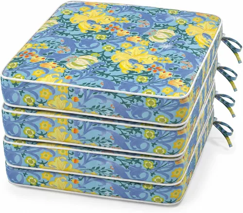 Miniatura 26 de Cojines para sillas de exterior de 19 x 19 pulgadas, impermeables, para muebles de patio, jardín, sofá con cremallera y correas ajustables, juego