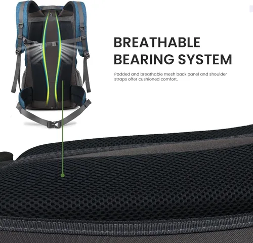 Miniatura 4 de Mochila de senderismo de 40 L de Mountaintop, mochila ligera de viaje para hombres y mujeres, mochila para acampar al aire libre y hacer senderismo
