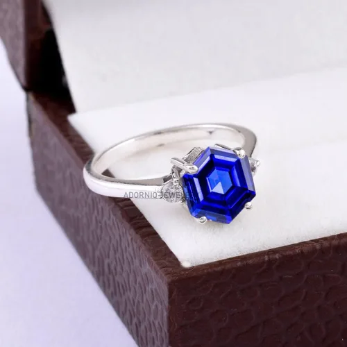 Miniatura 25 de Anillo de plata de ley 925 para mujer, anillo de diamantes de imitación de aguamarina de plata esterlina, anillo Art Deco de marzo, piedra natal