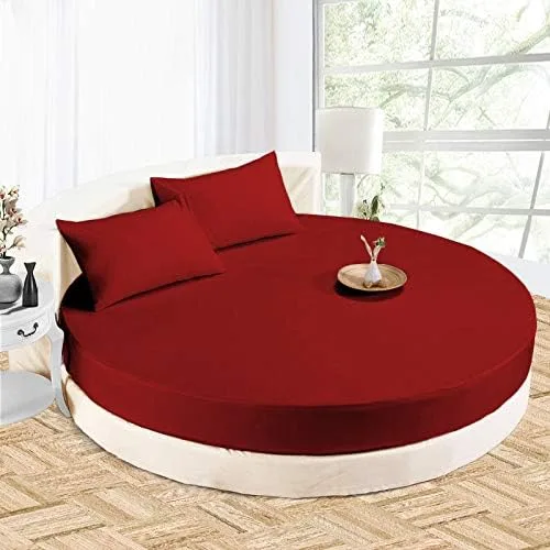 Miniatura 3 de Sábana bajera redonda 100% algodón de 800 hilos, 1 sábana bajera/inferior de 18 pulgadas de profundidad y 2 fundas de almohada, juego de sábanas