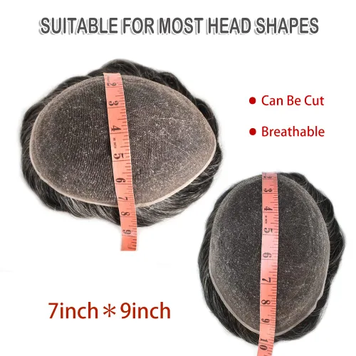 Miniatura 243 de Toupee para hombres nudos blanqueados hombres toupee hairpieces europeo virgen sistema de reemplazo de cabello humano suave encaje francés hombres