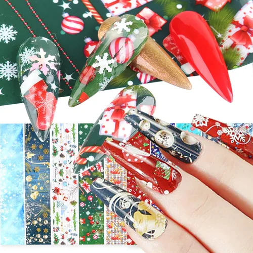 Miniatura 39 de Calcomanías holográficas de transferencia de uñas, hojas de esmalte de uñas de corazón de amor, láminas de transferencia de papel estrellado