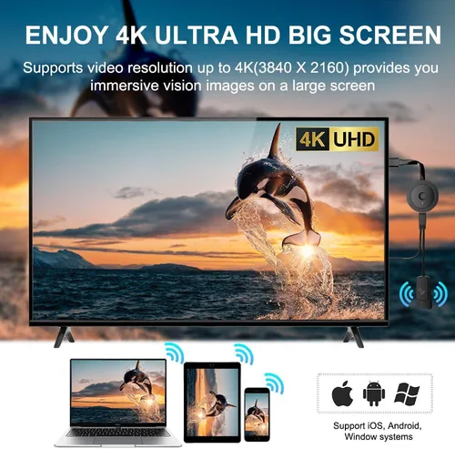 Miniatura 3 de Adaptador de pantalla HDMI inalámbrico 4K, receptor de reflejo de pantalla para i-Phone, i-Pad, Android, tableta, portátil, Windows a Gris