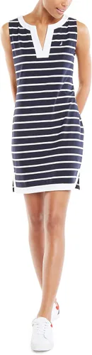 Miniatura 2 de Nautica Vestido tipo polo de algodón elástico con cuello en V y rayas bretonas para mujer