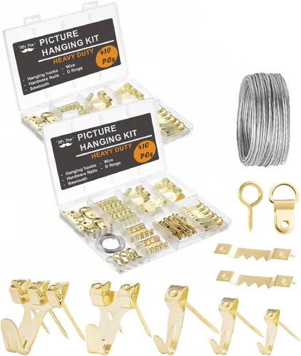 Miniatura 11 de Mr. Pen - Kit negro para colgar cuadros de 220 piezas, clavos, ganchos y herrajes