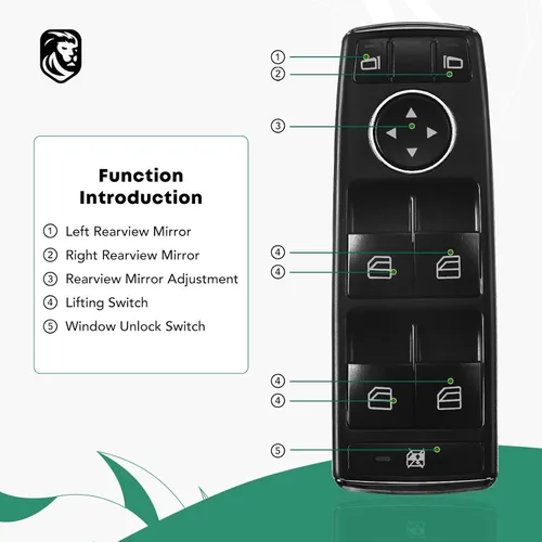 Miniatura 9 de YHTAUTO Interruptor de ventana principal eléctrico de repuesto para Mercedes-Benz C230 C250 C300 C350 C63 E350 E550 E63 AMG 2009-2012, 3 pines, sin