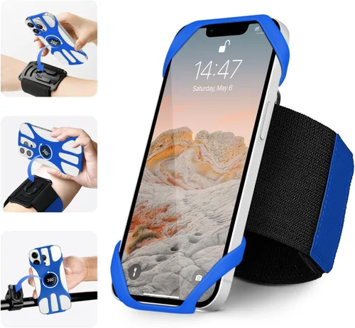 Miniatura 8 de Brazalete deportivo 3 en 1 + pulsera+soporte para teléfono de bicicleta, rotación de 360° y desmontable compatible con teléfono celular de 4.5-7