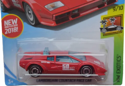 Miniatura 2 de Hot Wheels Lamborghini Countach Pace Car, exóticos 9/10 - rojo