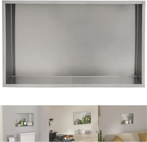 Miniatura 10 de Lordear Niche de baño 21 x 17 pulgadas, estante rectangular empotrado, no necesita azulejos, inserto de pared para almacenamiento, moderno estante