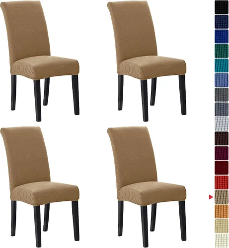 Miniatura 51 de Juego de 6 fundas elásticas para sillas de comedor, fundas para sillas de comedor lavables y removibles, fundas para sillas de comedor protectoras