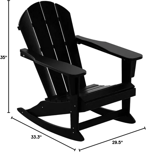 Miniatura 2 de WestinTrends Silla mecedora Malibu de poliéster para exterior/patio Adirondack, Negra