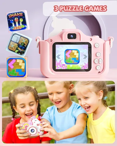 Miniatura 6 de Kikapabi Cámara de juguete de unicornio para niños, niñas y niños de 3 a 8 años, regalos de Navidad y cumpleaños para niñas de 3, 4, 5, 6, 7, 8