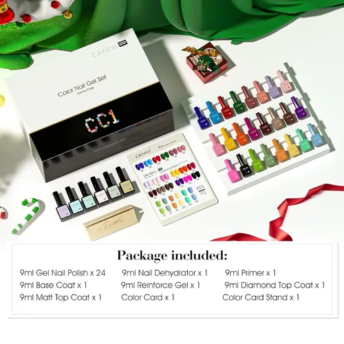 Miniatura 4 de CANNI CC1 - Juego de 30 unidades de esmalte de uñas en gel sin hema, 9ML, kit de esmalte de uñas en gel de color negro, rosa, nude, rojo, azul