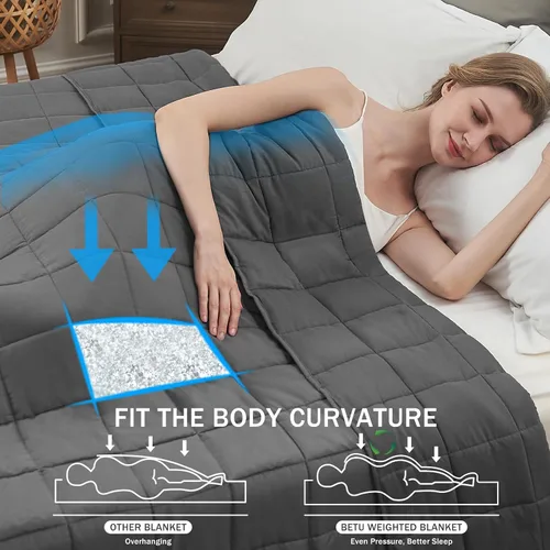 Miniatura 147 de Manta con Peso Azul para Adultos 12 libras, 48"x72", Tamaño Twin Full Manta Pesada Refrescante para 110-130 libras, Mantas Grandes de Microfibra