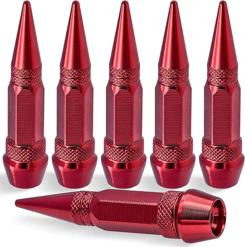 Miniatura 56 de 4 piezas de tapas de válvula de rueda con estilo púas, cubiertas universales de válvula de rueda de aleación de aluminio a prueba de polvo