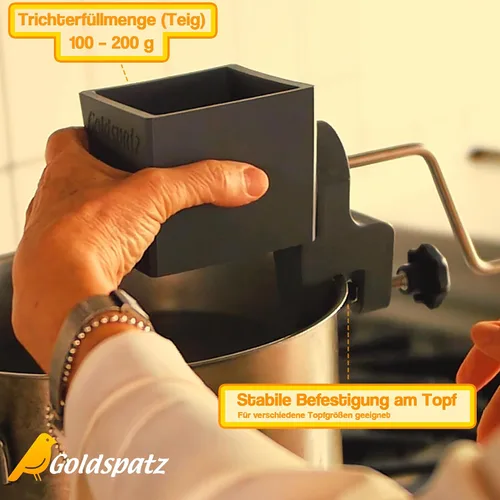 Miniatura 2 de MAX Spaetzle Maker, fabricado en Alemania, plástico de grado alimenticio con manivela de acero inoxidable, apto para lavavajillas, 7.5 x 4.1