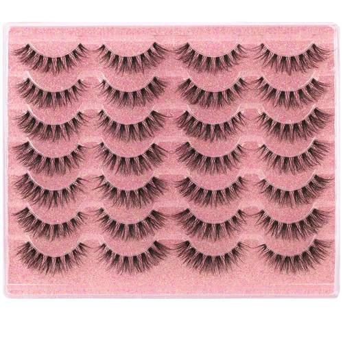 Miniatura 2 de Pestañas postizas de banda transparente, pestañas de visón falsas, pestañas de ojo de gato, pestañas Wispy de 16mm, pestañas naturales con curvatura