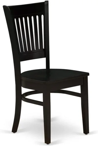 East West Furniture VAC-BLK-W Vancouver Sillas de Comedor - Sillas con Respaldo de Listones y Asiento de Madera, Juego de 2, Roble
