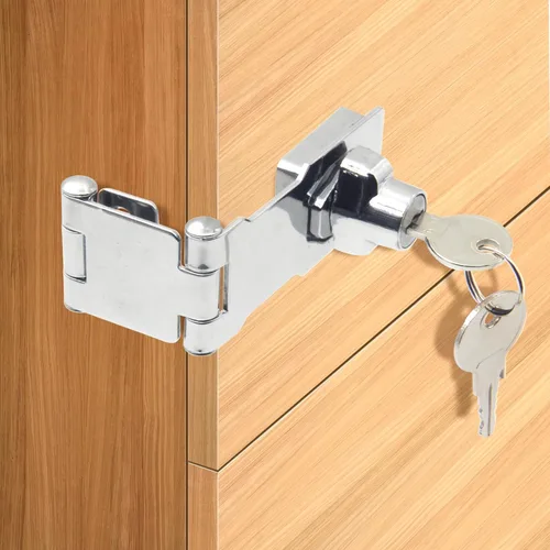 Miniatura 6 de KIBBEH Paquete de 2 Cerraduras de Puerta con Pestillo de Hasp, Cerradura de Cajon de Escritorio de Acero Inoxidable Sólida Plegable 304