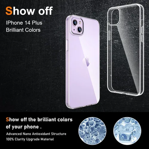 Miniatura 5 de Funda transparente para iPhone 14 Plus. Fundas protectoras de silicona TPU de plástico transparente para iPhone 14 Plus [agarre delgado y cómodo]