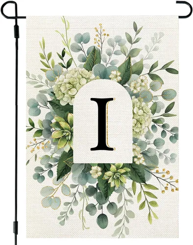 Miniatura 32 de CROWNED BEAUTY Bandera de jardín con monograma, letra inicial A de 12 x 18 pulgadas, doble cara para Outsdie, pequeña flor de primavera, apellido