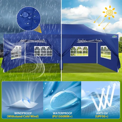 Miniatura 266 de COBIZI Tienda de campaña desplegable de 6.6 x 6.6 pies, toldo resistente, fácil de instalar, impermeable, para exteriores, fiestas, playa, jardín