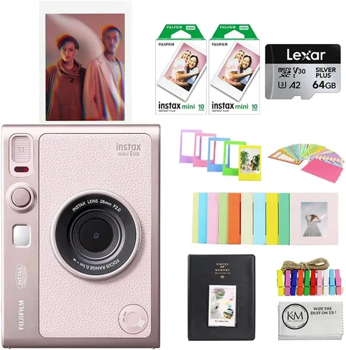 Miniatura 10 de FUJIFILM INSTAX MINI EVO Cámara instantánea híbrida Paquete negro con película Instax Mini 20 exposiciones + tarjeta micro SD de 64 GB + mini