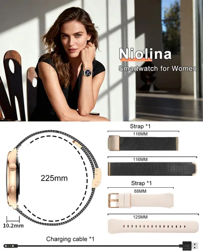Miniatura 9 de Relojes inteligentes para mujer, 1.27 pulgadas, pantalla táctil TFT, reloj inteligente para responder/hacer llamadas, seguimiento de actividad