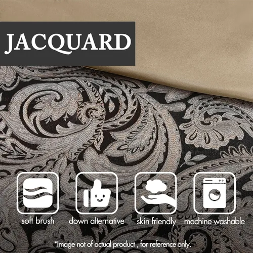 Miniatura 5 de Madison Park Aubrey - Juego de edredón acogedor, diseño de cachemira jacquard de seda sintética - ropa de cama alternativa de plumón para todas